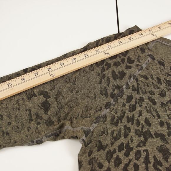 Current Elliott Army Green Heather Charcoal Leopard Print Long Sleeve Top 1 / S - Picture 5 of 7